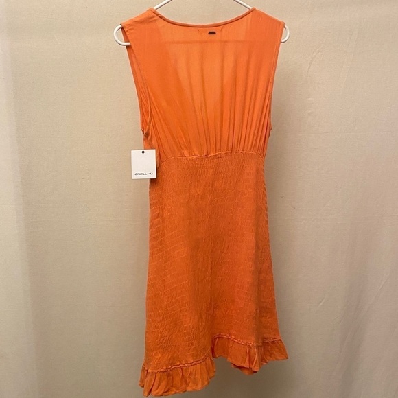 O’Neill NWT Dallas Dress Peach Orange Smocked Beachy Sleeveless Size Large - Picture 4 of 10